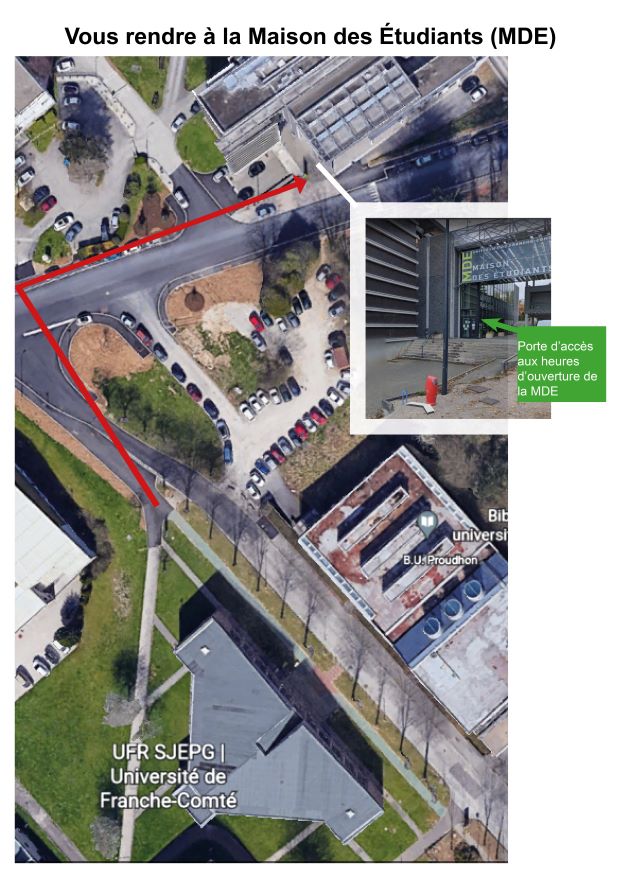 Plan d'accès à la MDE depuis l'UFR SJEPG